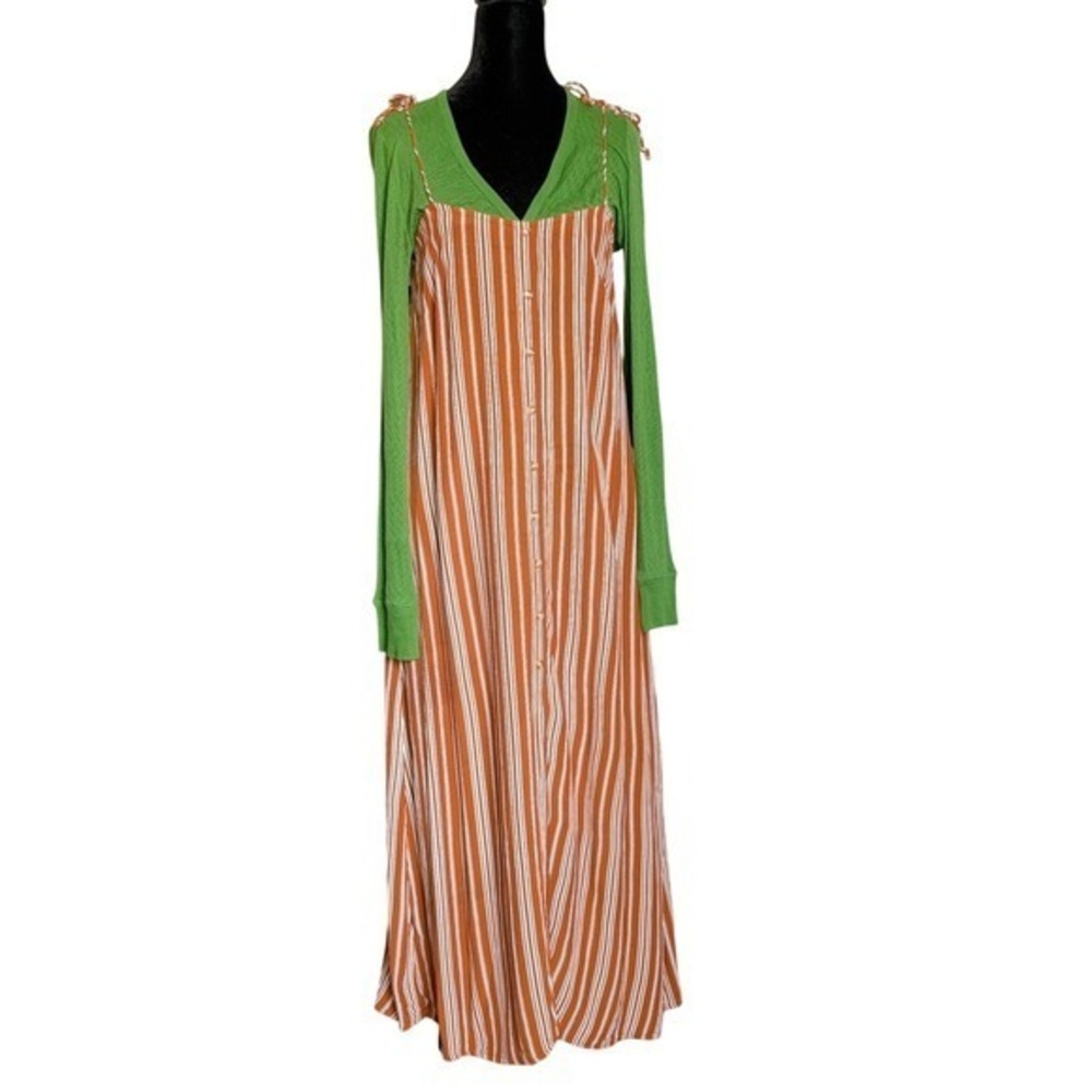 Faithfull The Brand X Anthropologie Arietta Boho Chic Rust Stripe Maxi Dress